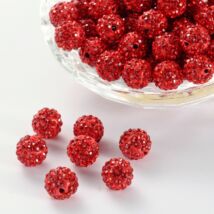 Shamballa gyöngy - Piros színben - 10mm