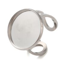 Üveg lencsés gyűrű alap - 18mm lencséhez - platina ezüst színben - 304 Rozsdamentes Acél!