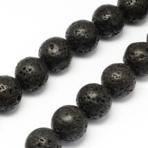 Ásványgyöngy - Lávakő - 12mm Szintetikus láva - fekete színű gömb alakú 