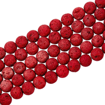 Ásványgyöngy - Lávakő - 8mm – pirosas magenta színben 