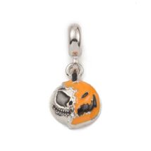 Medál - halloweeni félelmetes tökfej - ezüst és narancs színben - medáltartóval