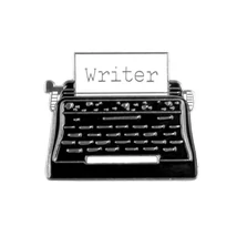 Kitűző - írógép Word Writer programmal, platina, fekete színben