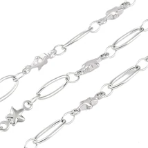 Ékszerlánc - 10x4.5x1.8mm - platina színben – csillag díszítéssel – Rozsdamentes Acél!  (50cm)