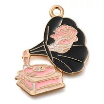 Medál - Halloween - Gramophone, 29x19x1mm, színes és arany színben