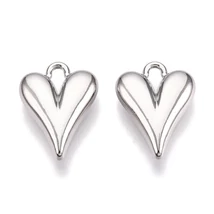 Medál - Szív, ezüst színben, 15x11.5x4mm