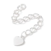 Lánhosszabbító - szív alakú, 925-ös sterling ezüst bevonattal, 54 mm