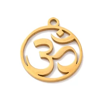 Medál - 304 rozsdamentes acél OHM, csakra, valódi 18K aranyozott, 17x15x1mm