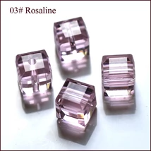 Kristály - 8x8mm - AAA minőségű, fazettált, kocka, rózsaszín színben 