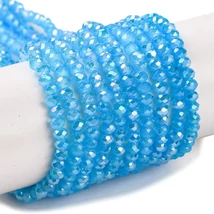 Üveggyöngy - csiszolt - fánk alakú 4x3mm - Palakék színben