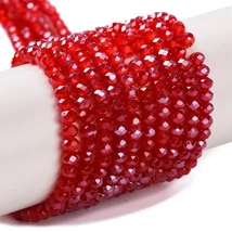 Üveggyöngy - csiszolt - fánk alakú 4x3mm - FireBrick színben