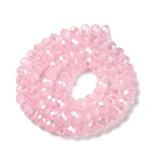Üveggyöngy - csiszolt - fánk alakú 8x6mm - Flamingo AB színben (10db)