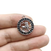 Medál - horoszkóp - oroszlán - 24x21mm - platina ezüst színben