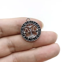 Medál - horoszkóp - mérleg - 24x21mm - platina ezüst színben