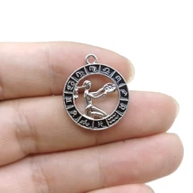 Medál - horoszkóp - szűz - 24x21mm - platina ezüst színben