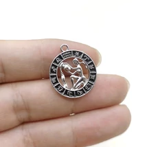 Medál - horoszkóp - vízöntő - 24x21mm - platina ezüst színben