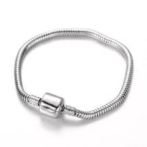 Karkötő alap - unisex - 17cm - kerek kígyólánc - ezüst színben - 304 rozsdamentes acél