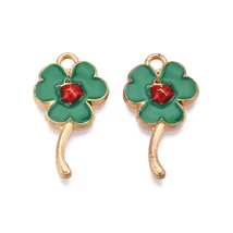 Medál - lóhere katicabogárral charm, 22x12.5x3mm, zománc - Nikkelmentes! 