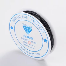 Drót, réz ékszerhuzal, 0,8mm - Fekete - Nikkelmentes!  
