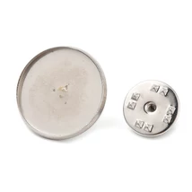 Üveg lencsés kitűző alap - 18mm lencséhez - platina ezüst színben - 304 Rozsdamentes Acél!