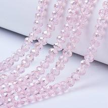 Üveggyöngy - 2x3mm - áttetsző rózsaszín AB - fánk alakú csiszolt