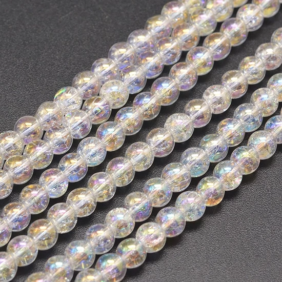 Ásványgyöngy - 8mm - galvanizált szintetikus repedező kvarc