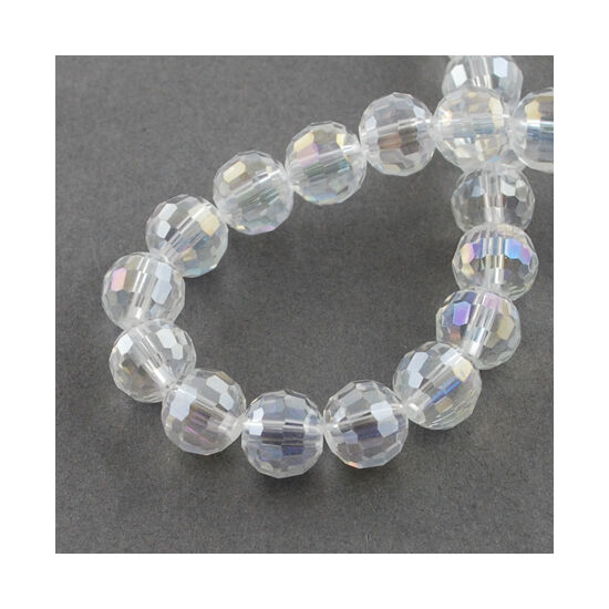 Üveggyöngy - 10mm - kristály AB színben - gömb - alakú csiszolt (10db)
