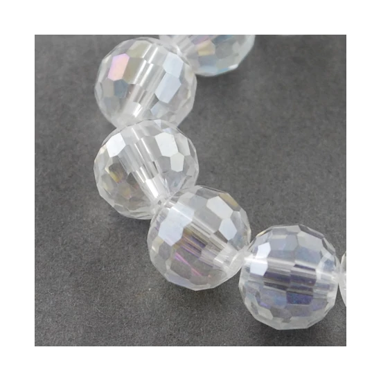 Üveggyöngy - 10mm - kristály AB színben - gömb - alakú csiszolt (10db)