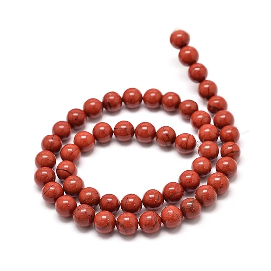 Ásványgyöngy - Természetes Vörös Jáspis - 6mm