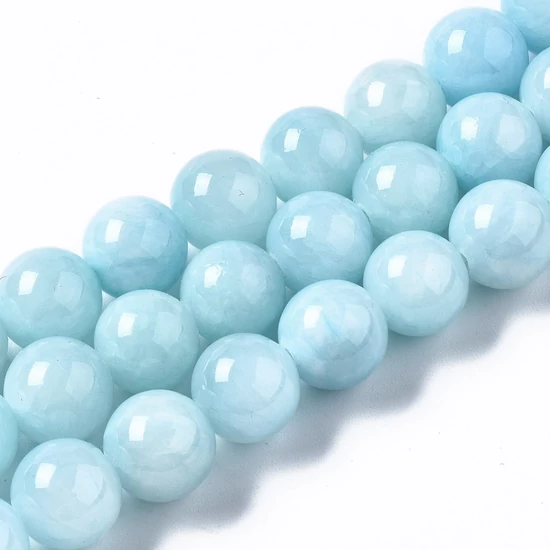 Ásványgyöngy - 10mm - Természetes Malajziai Jáde - Menta színben