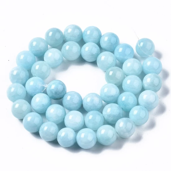 Ásványgyöngy - 10mm - Természetes Malajziai Jáde - Menta színben