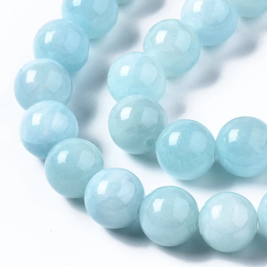 Ásványgyöngy - 10mm - Természetes Malajziai Jáde - Menta színben