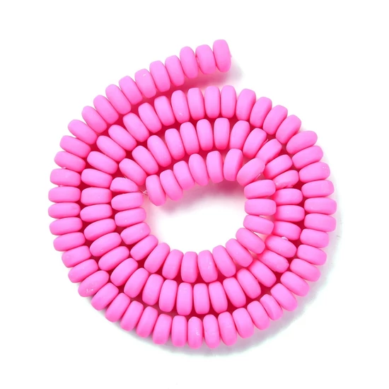 Gyöngy - 6-7mm - kézzel készített - polimer agyaggyöngy - pink színben 