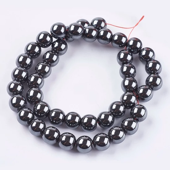 Ásványgyöngy - Szintetikus Hematit - 10mm