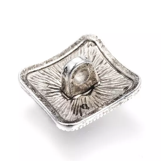 Kapocs - Gomb alakú - négyzet formában - antik ezüst színben - kadmium és ólommentes! 