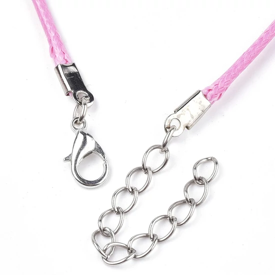 Nyaklánc alap - pink - 45cm - viaszos
