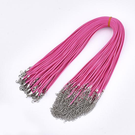 Nyaklánc alap - élénk pink - 45cm - viaszos