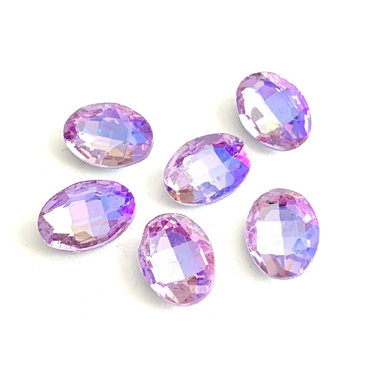 Kristály - 14x10mm - ovális - kaboson - Lavander AB