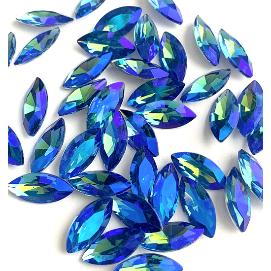 Kristály – 15x7mm - szem - kaboson - conflowerblue