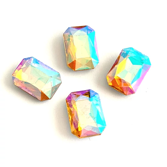 Kristály - 18x13mm - téglalap - nyolcszög - kaboson - shimmer topaz AB