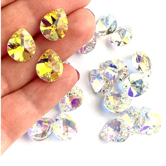 Kristály - 12x10mm - csiszolt csepp - kristály AB