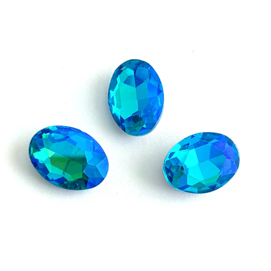 Kristály - 18x13mm - ovális - kaboson - Deep Blue Ab színben 