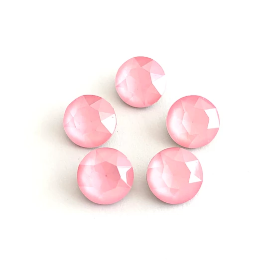 Kristály - 10mm - kerek - kaboson - powder rose 