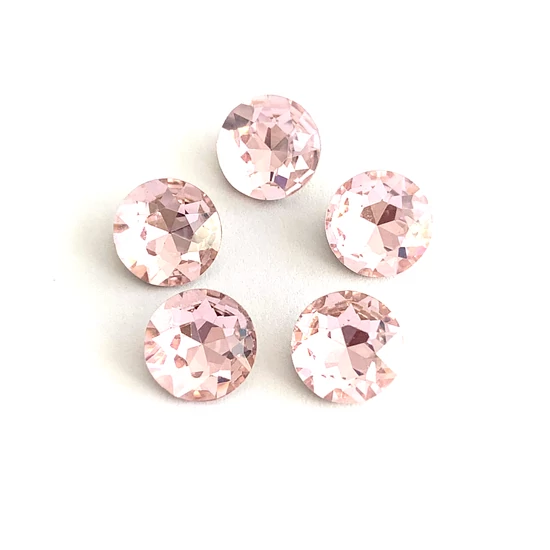 Kristály - 10mm - kerek - kaboson – light rose