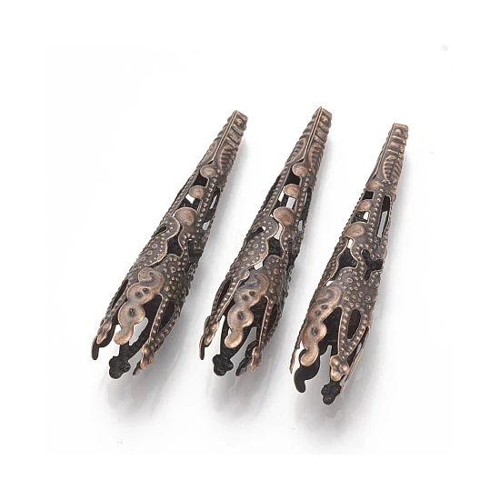 Gyöngysapka - 40x8,5mm - 6 szirmú trombita - vörösréz színben - vas