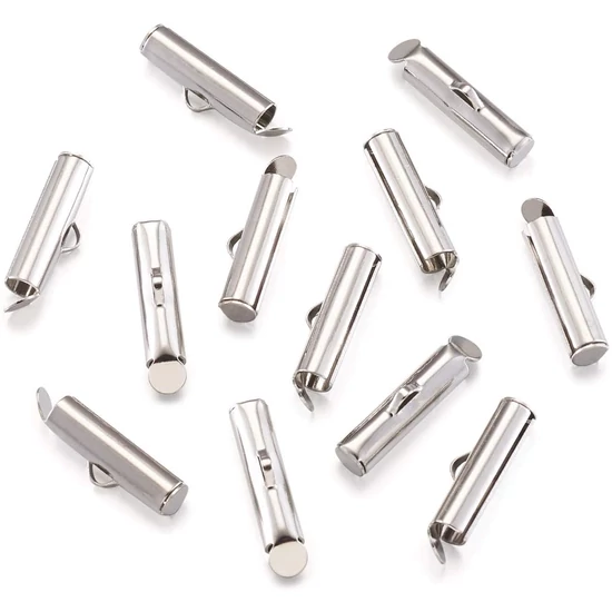 Végzáró - cső - 20x4mm - platina ezüst színben - ólom és kadmiummentes (pár)