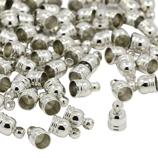 Gyöngysapka - ragasztható - 8x5mm - harang alakú - platina ezüst színben (2db)