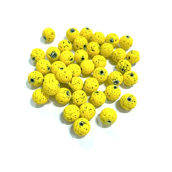 Természetes Ásványgyöngy - Lávakő - 8mm  - Élénk citrom színben 
