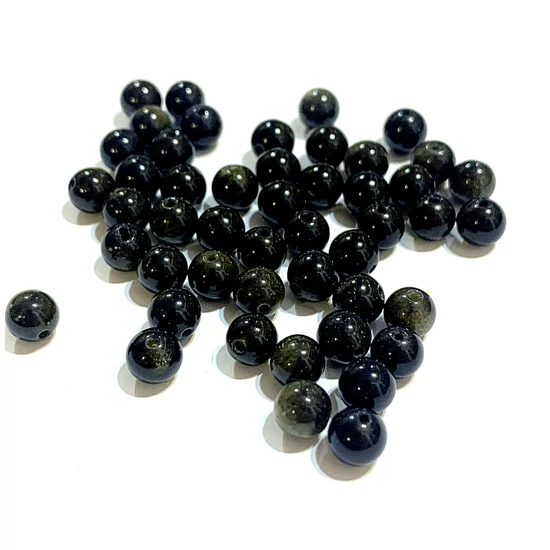 Természetes Ásványgyöngy - 6mm - aranyfényű - obszidián