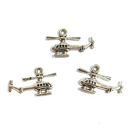 Medál - helikopter - 12x20mm - antik ezüst színben - kadmiummentes és ólommentes 