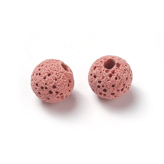 Természetes Ásványgyöngy - 8mm – aromaterápiás – illóolajhoz - parfüm láva - sötét flamingó színben
